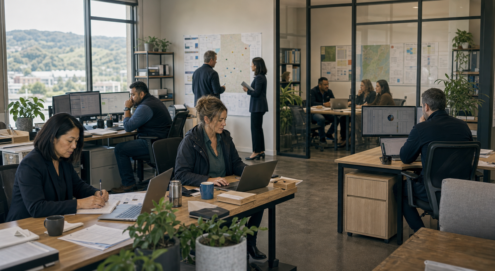 Aotea Kai reporting table, route maps, and working documents.